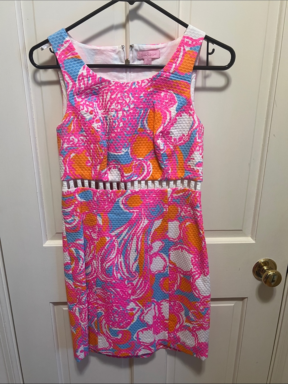 Lilly Pulitzer Bright Pink, Blue & Orange Sleeveless Patterned Dress
